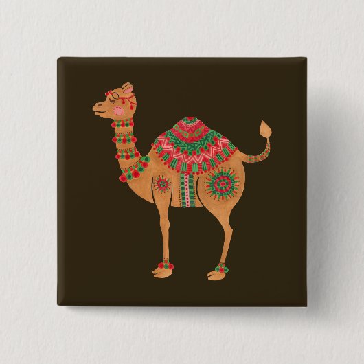民族のラクダ 缶バッジ (正面)