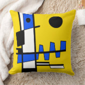 民族の両側イエローブルー白黒 クッション (ブランケット)