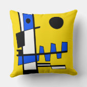 民族の両側イエローブルー白黒 クッション (裏面)