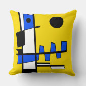 民族の両側イエローブルー白黒 クッション (正面)