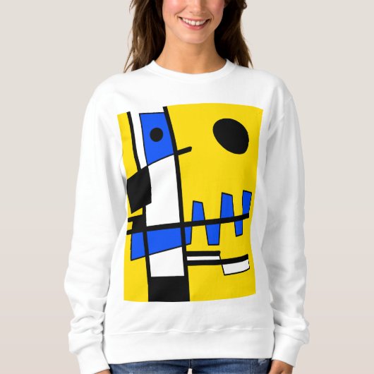 民族の両側イエローブルー白黒 スウェットシャツ (正面)