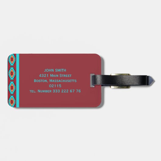 民族の南西幾何学的なアズテック派のパターン ラゲッジタグ (裏面横)