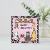 民族の女の赤ちゃん及びサファリ動物のベビーシャワー 招待状 (スタンド正面)