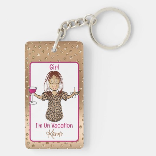 民族の女性アニメーションの休暇おもしろい名言ギフト キーホルダー (裏面)