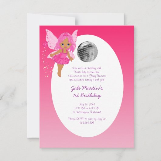 民族の妖精のプリンセスの女の子の誕生会 招待状 (正面)