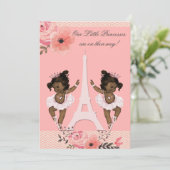民族の対のバレリーナの花のパリのベビーシャワー 招待状 (スタンド正面)