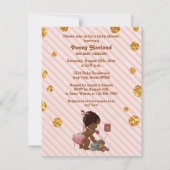 民族の少女 電話 ストライプ ゴールドドット ベイビーシャワー 招待状 (裏面)