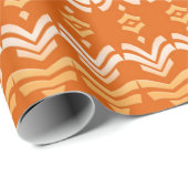 民族の幾何学的なオレンジストライプの ラッピングペーパー (ロールコーナー)