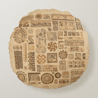 民族の手作りオーナメント ラウンドクッション