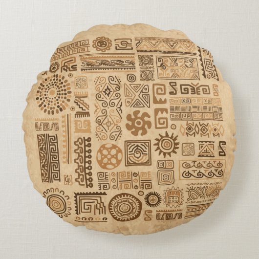 民族の手作りオーナメント ラウンドクッション (正面)