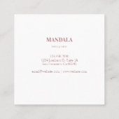 民族の珊瑚の花の曼荼羅 スクエア名刺 (裏面)