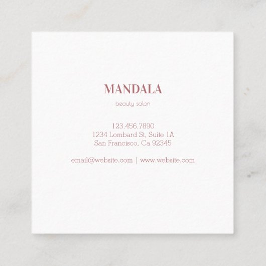 民族の珊瑚の花の曼荼羅 スクエア名刺 (裏面)