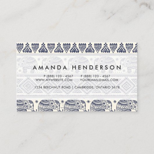 民族の種族のアステカな象パターン 名刺 (裏面)