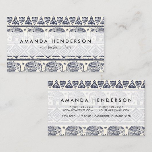 民族の種族のアステカな象パターン 名刺 (正面/裏面)