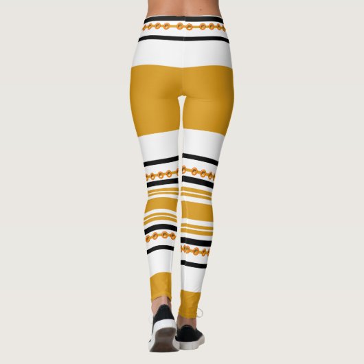 民族の種族パターン白黒のマスタード レギンス (裏面)
