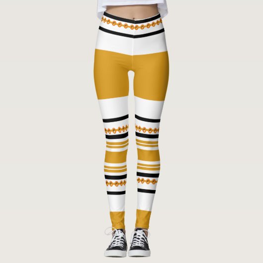 民族の種族パターン白黒のマスタード レギンス (正面)