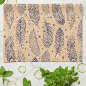 民族の羽の輪郭パターン キッチンタオル (折り畳み)