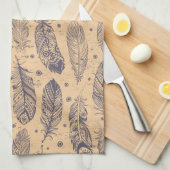 民族の羽の輪郭パターン キッチンタオル (四つ折り)