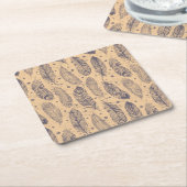 民族の羽の輪郭パターン スクエアペーパーコースター (アングル)