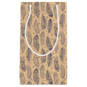 民族の羽の輪郭パターン スモールペーパーバッグ (正面)