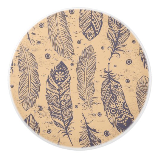 民族の羽の輪郭パターン セラミックノブ (正面)