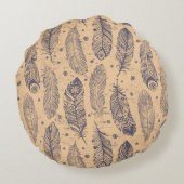 民族の羽の輪郭パターン ラウンドクッション (裏面)