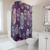 民族の羽：白黒の模様 シャワーカーテン (インサイチュ)