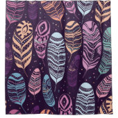 民族の羽：白黒の模様 シャワーカーテン (正面)