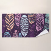 民族の羽：白黒の模様 バスタオル (バスタオル)