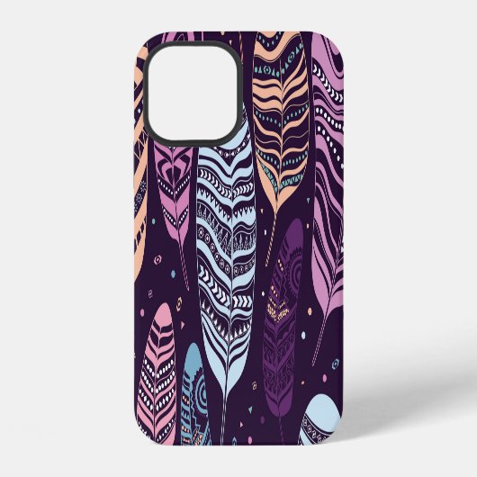民族の羽:白黒の模様 iPhoneケース (裏面)