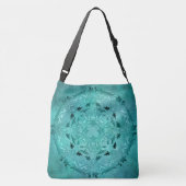 民族の花のターコイズのグランジな曼荼羅 クロスボディバッグ (裏面)