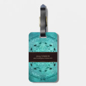 民族の花のターコイズのグランジな曼荼羅。 名前 ラゲッジタグ (裏面縦)