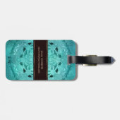 民族の花のターコイズのグランジな曼荼羅。 名前 ラゲッジタグ (裏面横)