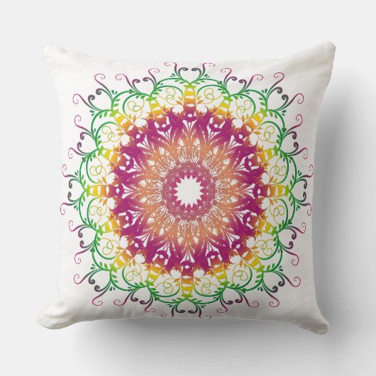 民族の花の曼荼羅 クッション (正面)