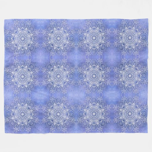 民族の花の曼荼羅 フリースブランケット (正面(横))