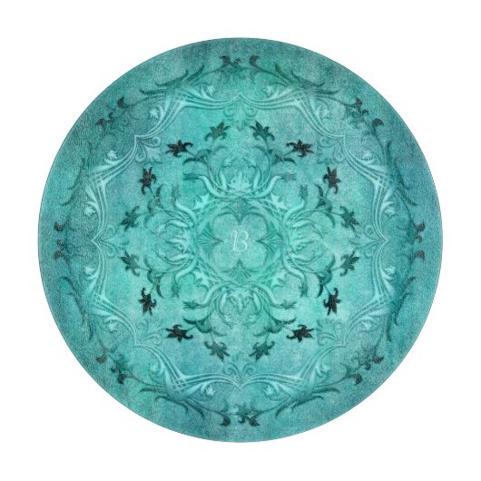 民族の花の曼荼羅。モノグラム カッティングボード (正面)