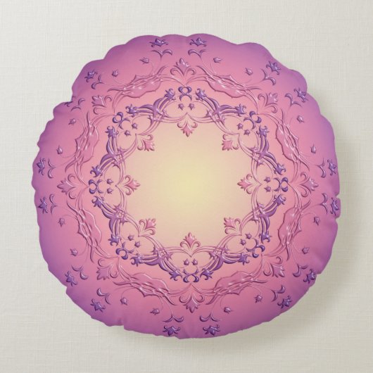 民族の花の曼荼羅 ラウンドクッション (正面)