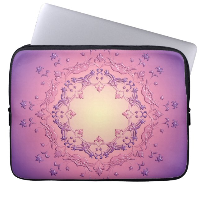 民族の花の曼荼羅 ラップトップスリーブ (正面)