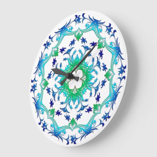 民族の花の曼荼羅 ラージ壁時計 (傾斜)