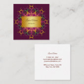 民族の花の曼荼羅。金フレーム スクエア名刺 (正面/裏面)