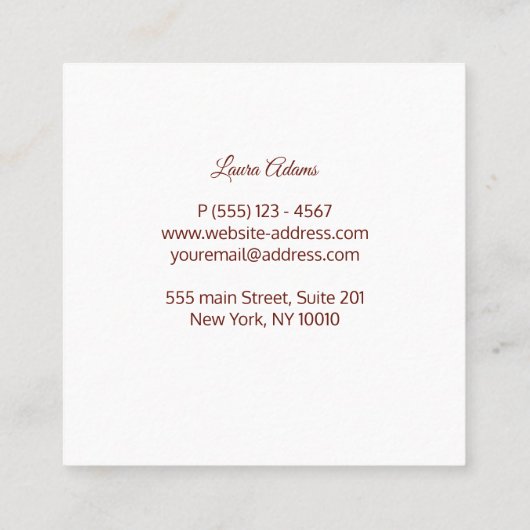 民族の花の曼荼羅。金フレーム スクエア名刺 (裏面)