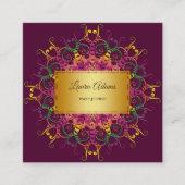 民族の花の曼荼羅。金フレーム スクエア名刺 (正面)