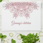 民族の花の珊瑚の曼荼羅 キッチンタオル (折り畳み)