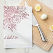 民族の花の珊瑚の曼荼羅 キッチンタオル (四つ折り)