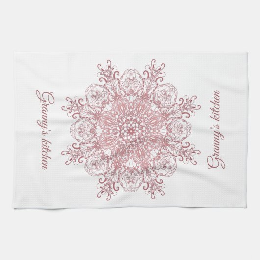 民族の花の珊瑚の曼荼羅 キッチンタオル (横)