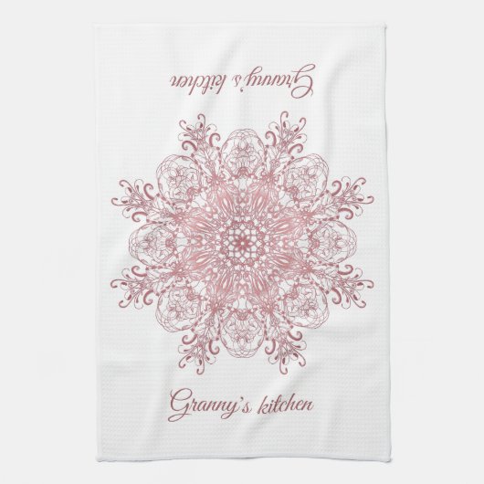民族の花の珊瑚の曼荼羅 キッチンタオル (縦)