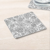 民族の花の落書き スクエアペーパーコースター (アングル)