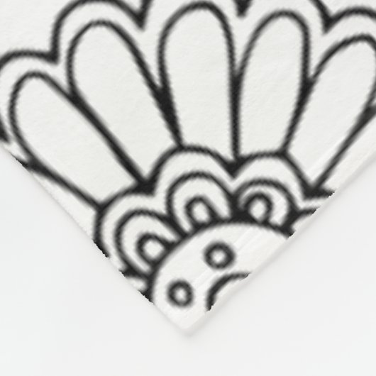 民族の花の落書き フリースブランケット (角)