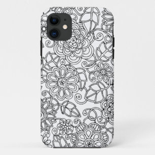 民族の花の落書き iPhone 11 ケース