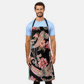 民族の花や葉ペイズリーヴィンテージの葉 エプロン (着用した状態)